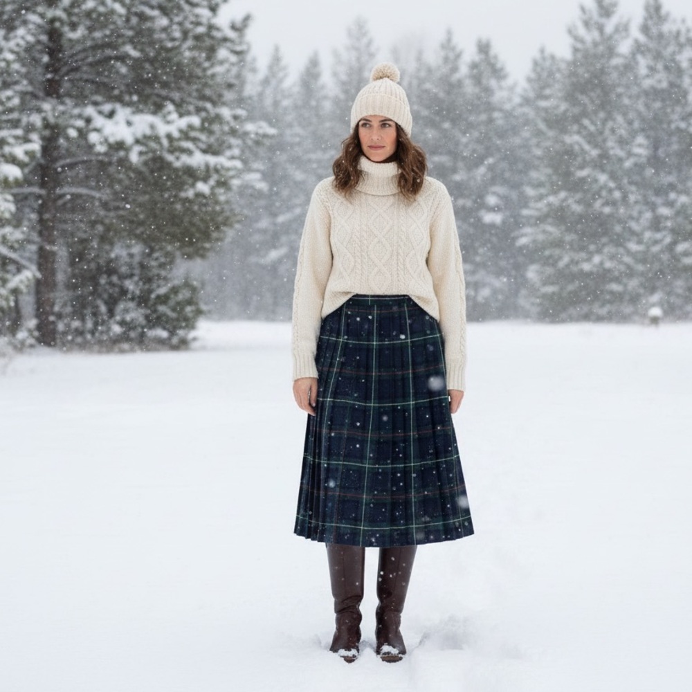 Vintage 70s Parsons Place Tartan Wool Plaid Saddle Skirt Sz 18